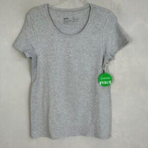 Pact women size XL short sleeve tee shirt gray organic cotton stretch NEW